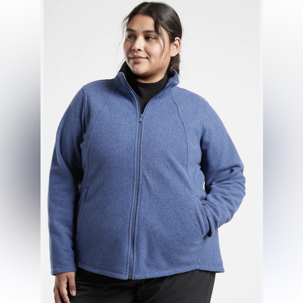 Athleta stroll Blue Lightweight Fleece Jacket zip up size 2x active wear
